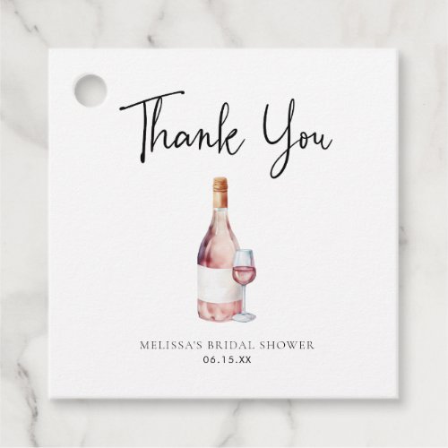 Pink Wine Bridal Shower Thank You  Favor Tags