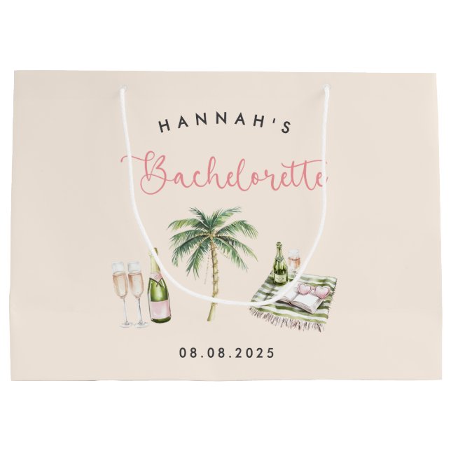 Pink Wine Country Bachelorette Weekend Large Gift Bag (Back)