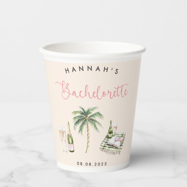 Pink Wine Country Bachelorette Weekend Paper Cups (Front)