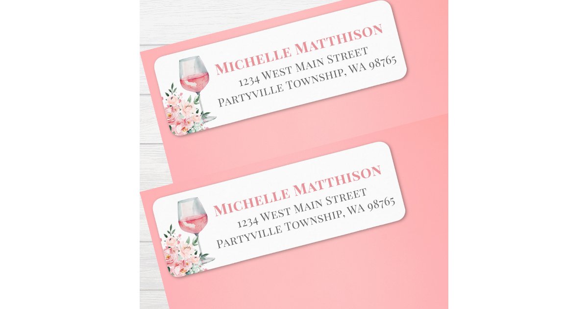 Pink Wine Floral Return Address Label | Zazzle