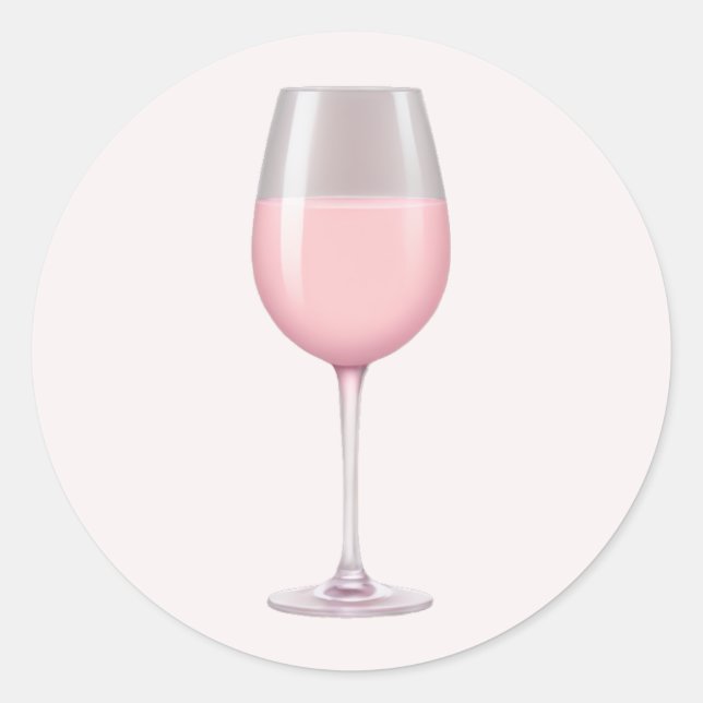 Pink Wine Glass Emoji Art Classic Round Sticker (Front)