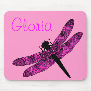 Pink Winged Dragonfly Mouse Pad