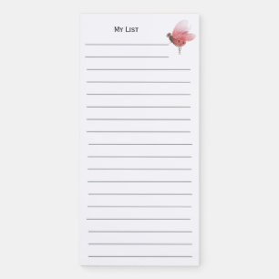 Pink Winged Lady Bug To Do List Magnetic Notepad