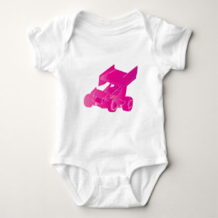 Pink winged sprint car baby bodysuit