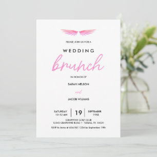 Pink Wings, White Post Wedding Brunch Save The Date