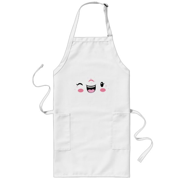 Pink Winking Kawaii Face Apron (Front)