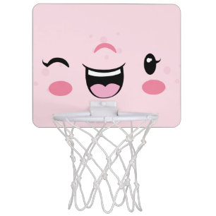 Pink Winking Kawaii Face Basketball Hoop