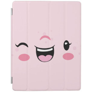 Pink Winking Kawaii Face iPad Case