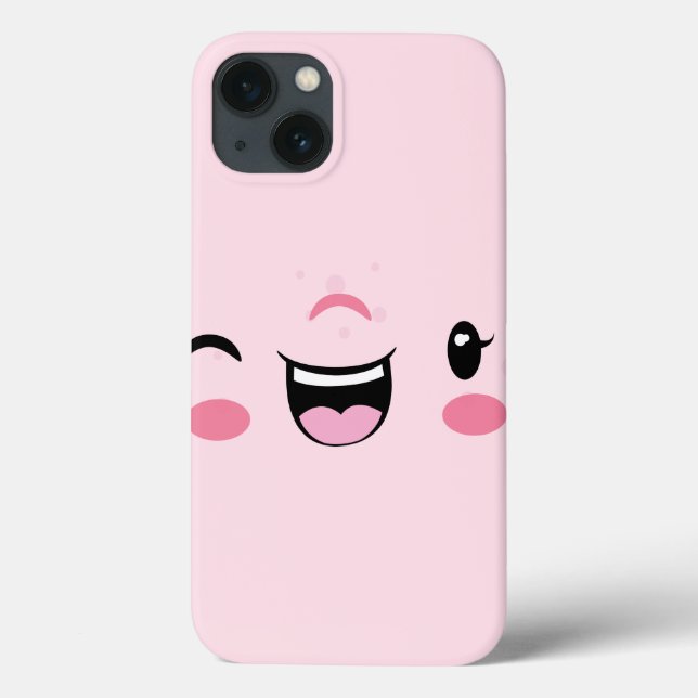 Pink Winking Kawaii Face iPad Mini Case (Back)