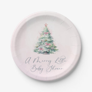 Pink winter A merry Little baby shower Paper Plates