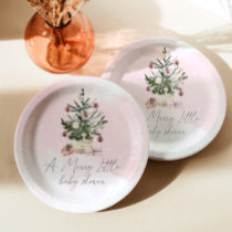 Pink winter A merry Little baby shower Paper Plates