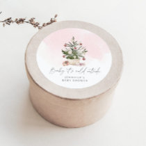 Pink winter Baby its cold outside baby shower Classic Round Sticker