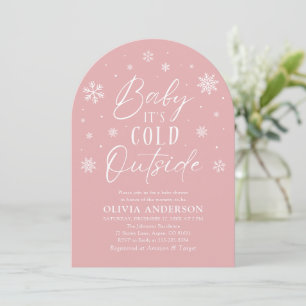 Pink Winter Baby It's Cold Outside Baby Shower Invitation