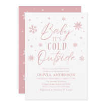 Pink Winter Baby It's Cold Outside Baby Shower Invitation