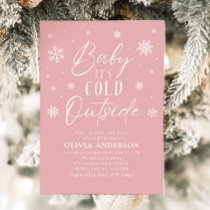 Pink Winter Baby It's Cold Outside Baby Shower Invitation