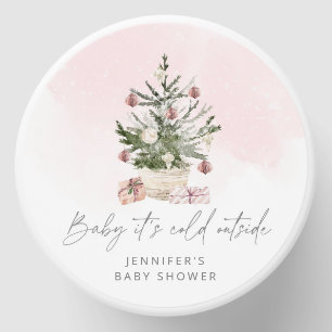 Pink winter Baby its cold outside baby shower Mini Candle Favors