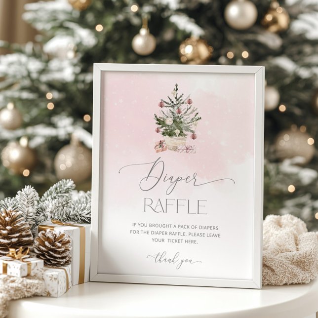 Pink winter Baby it's cold outside diaper raffle Poster (Creator Uploaded)