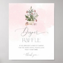 Pink winter Baby it's cold outside diaper raffle Poster