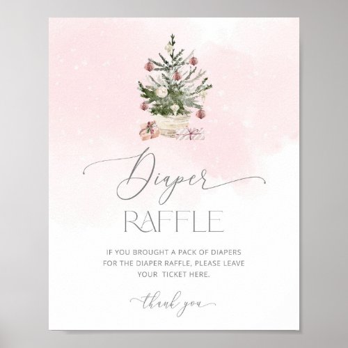 Pink winter Baby its cold outside diaper raffle Poster