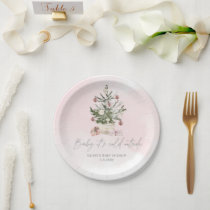 Pink winter baby its cold outside paper plates