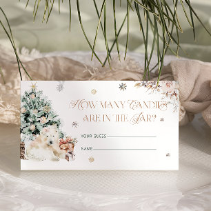 Pink Winter Baby Polar Bear How Many Candies Enclosure Card