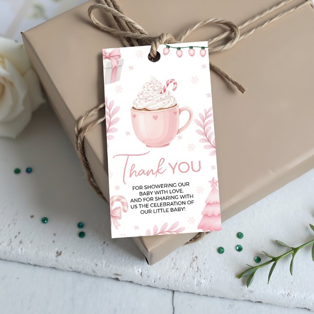 Pink Winter Baby Shower Favor Tag (Creator Uploaded)