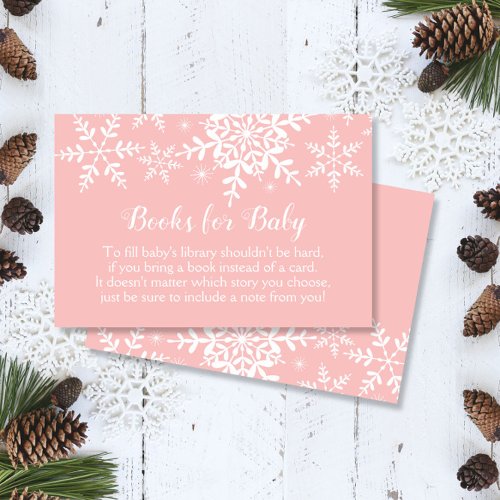 Pink Winter Baby Shower Snowflakes Bring a Book