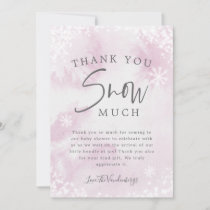 Pink Winter Baby Shower Thank You Snow Much Card