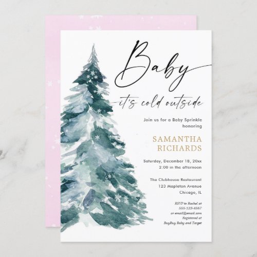 Pink Winter baby sprinkle its cold outside shower Invitation