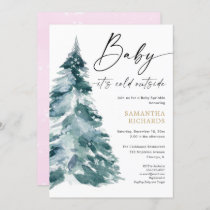 Pink Winter baby sprinkle it's cold outside shower Invitation