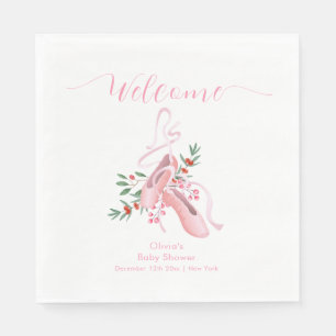 Pink Winter Ballerina Tutu Baby Shower Welcome Napkins