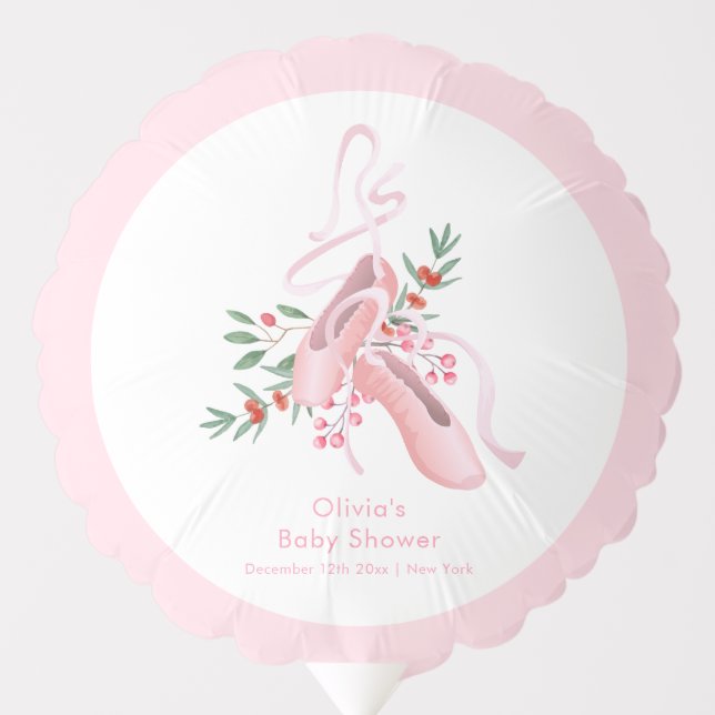 Pink Winter Ballerina Tutu Cold Baby Shower  Balloon (Front)