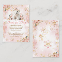 Pink Winter Bear Its a Girl Baby Shower Book Enclosure Card