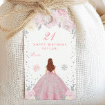 Pink Winter Brown Hair Princess Birthday Party Gift Tags<br><div class="desc">This elegant and glamorous gift tag can be personalized with a name or title such as daughter, granddaughter, niece, friend etc. The design features a beautiful princess with brown hair and fair skin in a pink ball gown. The text combines handwritten script and modern sans serif fonts for a classy...</div>
