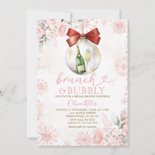 Pink Winter Brunch & Bubbly Bridal Shower Invitation