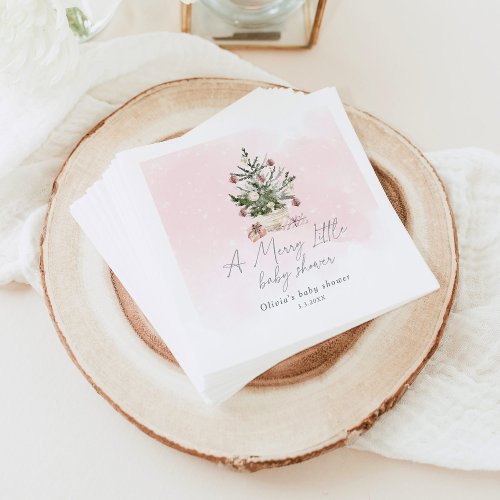 Pink winter Christmas A merry little baby shower Napkins