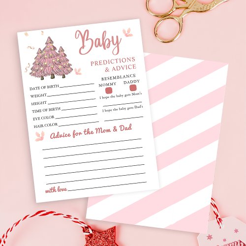 Pink Winter Christmas Baby Predictions Advice Game Invitation