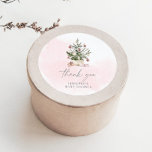Pink winter Christmas tree baby shower thank you Classic Round Sticker<br><div class="desc">Pink winter Christmas tree baby shower thank you Classic Round Sticker
Matching items available! Check the collection!</div>