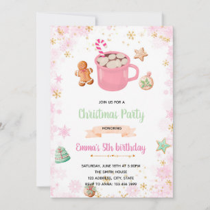 Pink winter cookies and cocoa invite