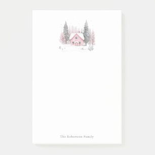 Pink Winter Cottage Christmas Post-it Notes