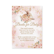 Pink Winter Deer Its a Girl Baby Shower Books Enclosure Card