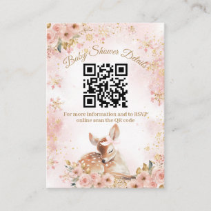 Pink Winter Deer Its a Girl Baby Shower Details Enclosure Card