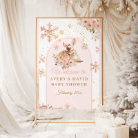 Pink Winter Deer Its a Girl Baby Shower