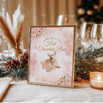 Pink Winter Deer Its a Girl Baby Shower Hot Bar Poster