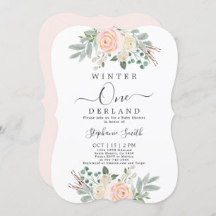 Pink Winter first Birthday Invitation