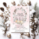 Pink Winter Fox cold outside girl Baby Shower  Invitation<br><div class="desc">Baby it's cold outside pink snowflake Winter Wood Baby Shower</div>