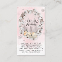 Pink Winter Fox girl Baby Shower books request  Enclosure Card