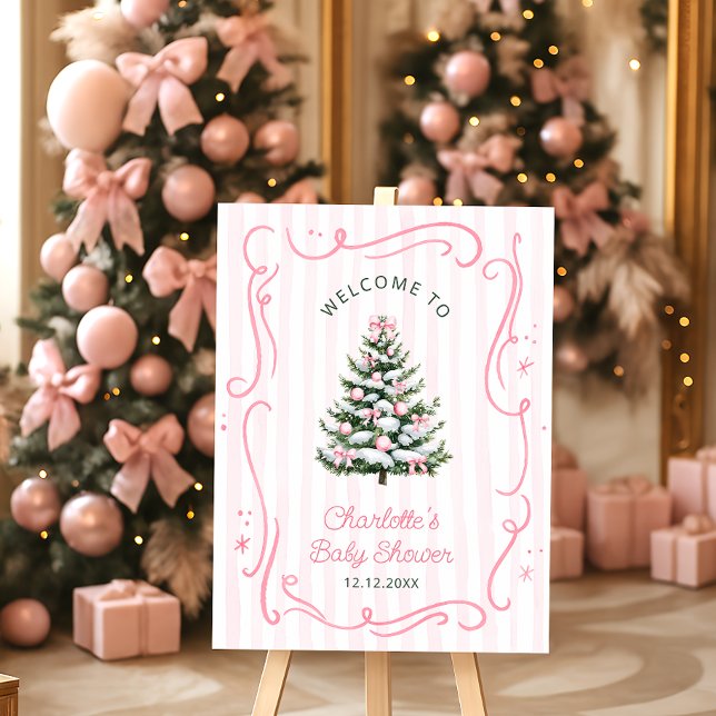 Pink Winter Girl Baby Shower Welcome Foam Board (Creator Uploaded)