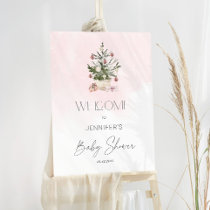 Pink winter girl baby shower welcome foam board