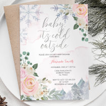 Pink Winter Girl It's Cold Outside Baby Shower Invitation